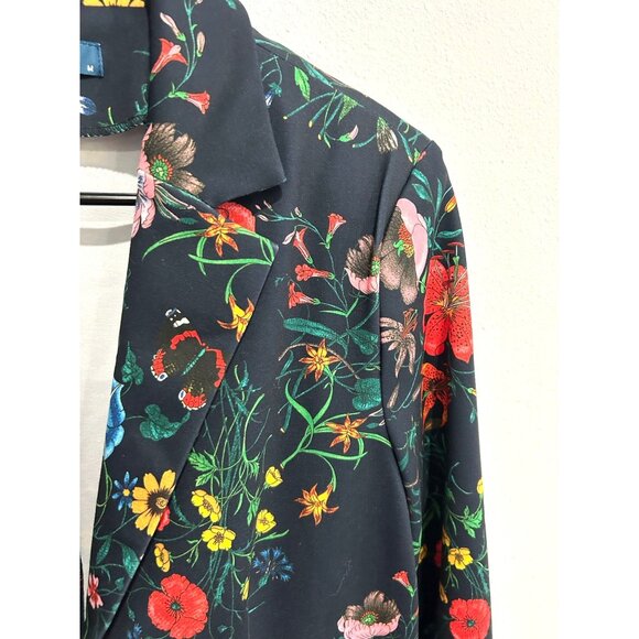 Kelly By Clinton Kelly Womens Black Floral Print Blazer With Pockets SZ Medium - Picture 4 of 10